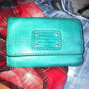 Teal fossil wallet!
